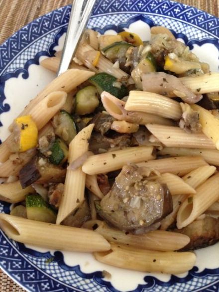 eggplant-squash pasta